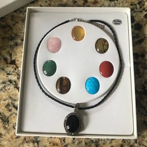Sterling Silver Changeable Center Stone Necklace
